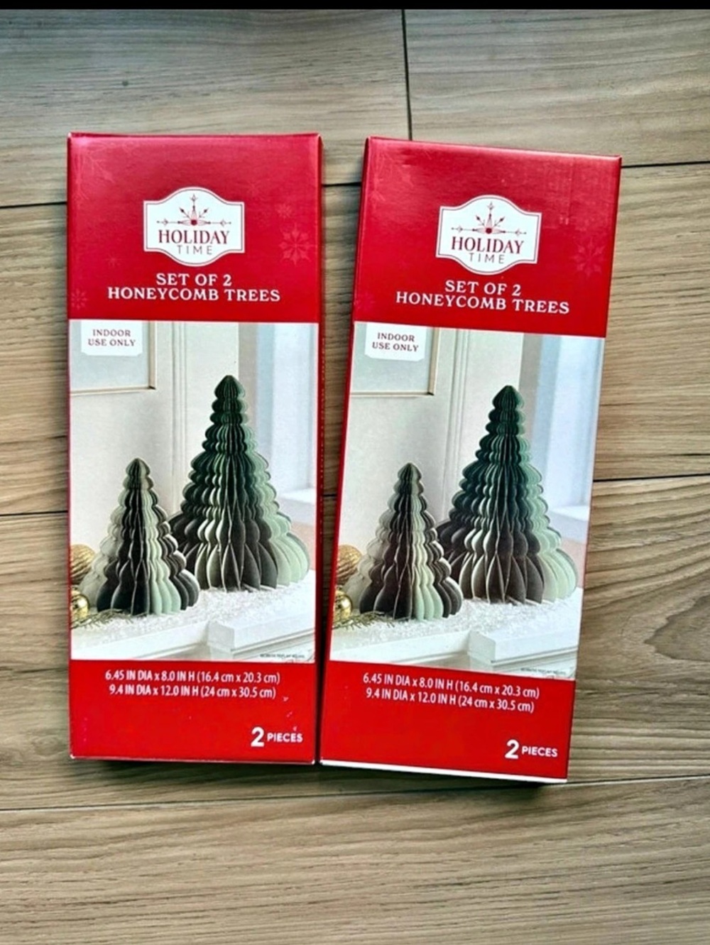 Holiday Time Honeycomb Trees Holiday Decor Set of 2